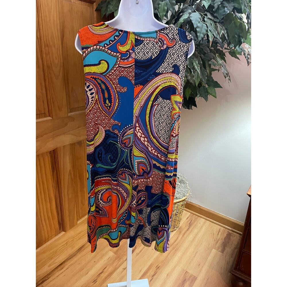 MSK Sleeveless Dress, Vivid Paisley Pattern, Size Large - Picture 2 of 6